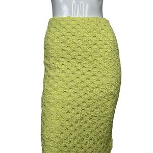 Lulu's Skirt Yellow Crocheted Slit Midi Column Bodycon Size Small Stretch